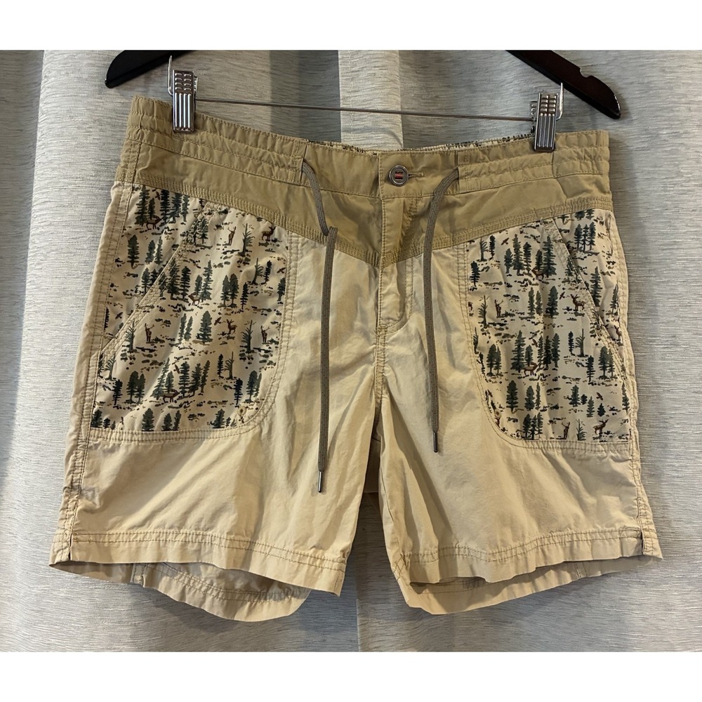 Columbia Shorts Womens Size 10 6L Tan Down the Path Trees Deer Hiking‎ Fishing